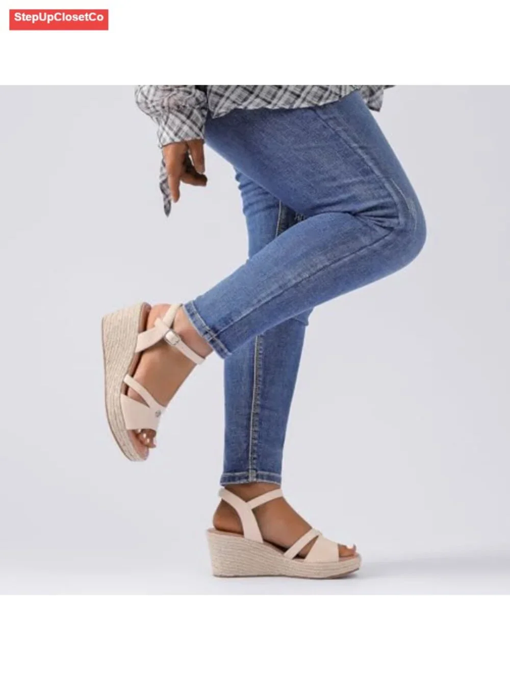 Wide Width Platform Wedge Sandals with Ankle Strap